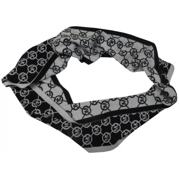 Michael Kors Womens MK Monogram Infinity Scarf Black / White NWT - Picture 3 of 5
